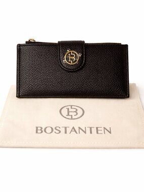 Bostanten Black Pebble Leather Wallet & Card Holder | NEW